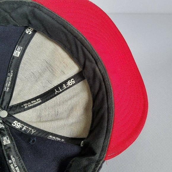 New Era 59Fifty Atlanta Braves Double Logo MLB Navy Blue Baseball Hat Size 7 5/8 - Picture 8 of 12